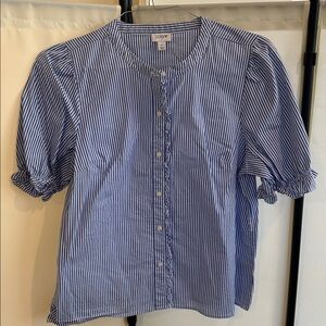 J. Crew Factory Navy and White Pinstripe Top